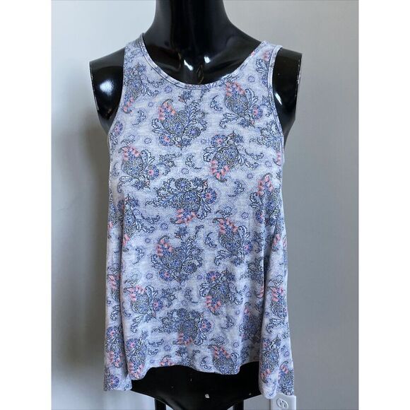 AEO American Eagle Outfitters Tank Top Grey  Size Extra Small XS Zip Paisley - Picture 2 of 7